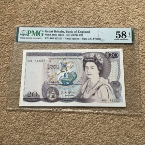 Fforde £20, EPM B318, PMG Slabbed and Graded 58 Choice About UNC EPQ